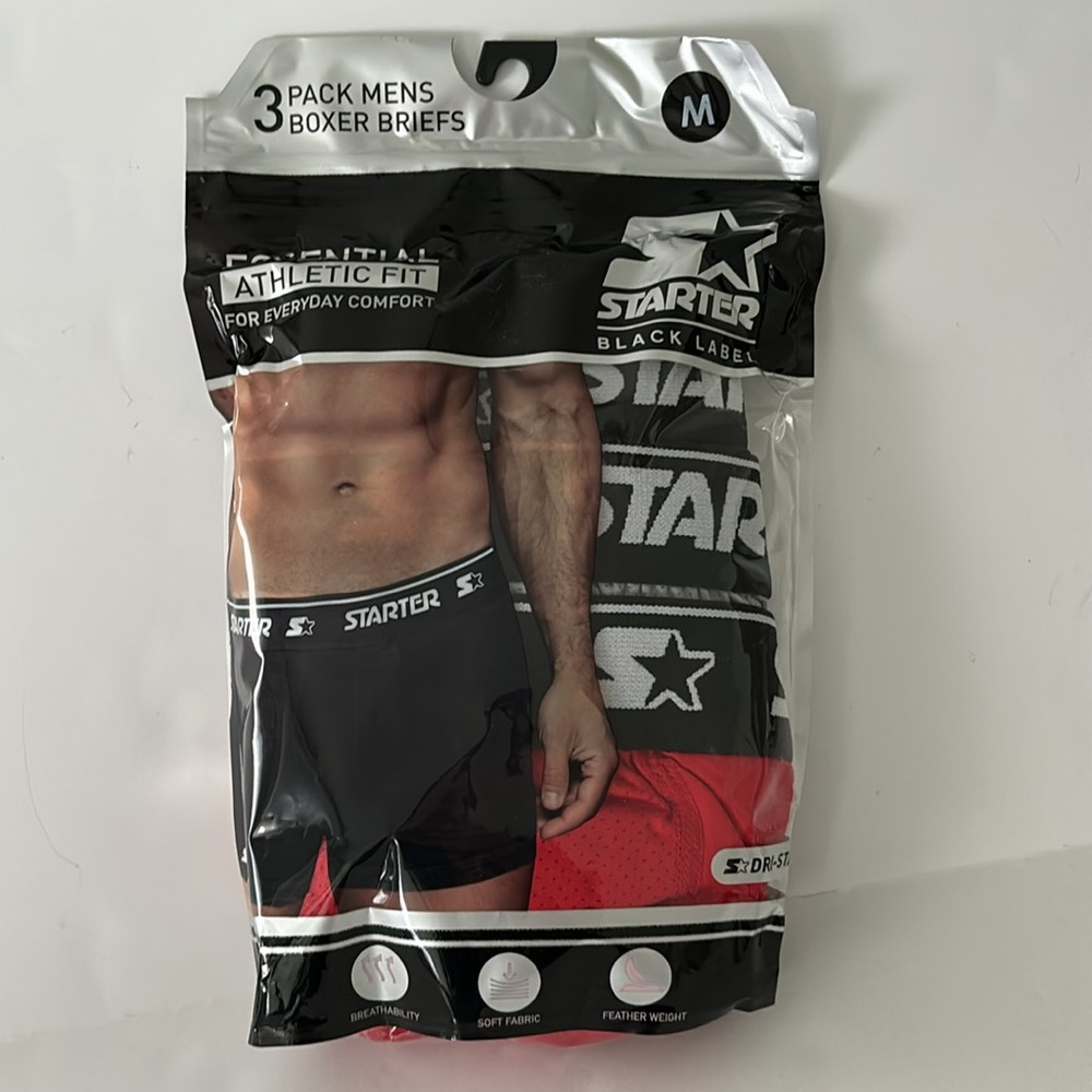 Starter Black Label Men’s Essential Cotton Stretch 6” Boxer Briefs 3 Pack